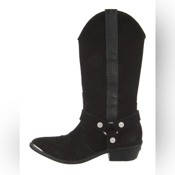 Zadig and Voltaire black suede tall cowboy harness boots French 40/US 9 - Picture 1 of 15